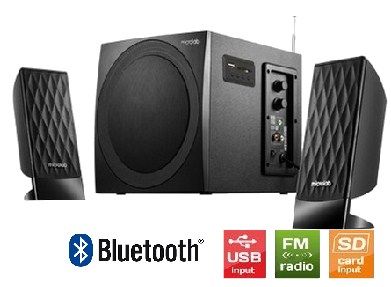 Microlab M300BT Drveni 2.1  38W RMS(14W,2x12W) SD, USB, FM, BLUETOOTH, black, 3.5mm