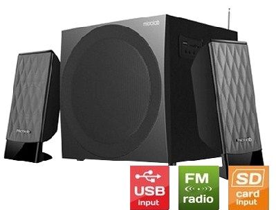 Microlab M300U Aktivni drveni zvucnici 2.1  38W RMS(14W,2x12W) SD, USB, FM radio, 3.5mm