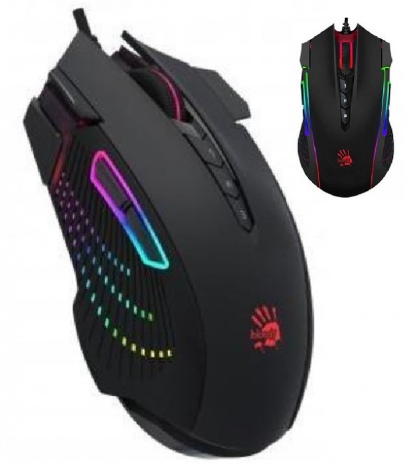 A4-J90S A4Tech Bloody RGB Gejmerski opticki mis, 2000Hz/100-8.000 Dpi, Black USB 125mm