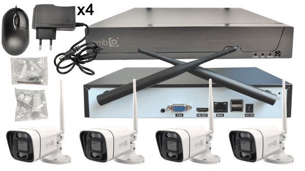 CAM-IP3MP-WiFiKITXM4 GMB kamera 3 mpix set wifi 4 kamere full color app HI EASY sa mikrofonom