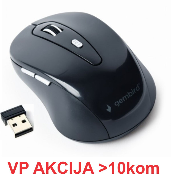 MUSW-6B-01 ** Gembird Bezicni mis 2,4GHz opticki USB 800-1600Dpi black 95mm (339)