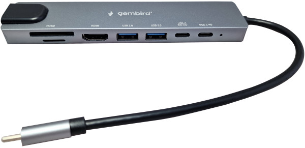 A-CM-COMBO8-05 * Gembird USB HUB Type-C 8-in-1 multi-port adapter USB-C+USB-A+HDMI+PD+card+RJ45, FO