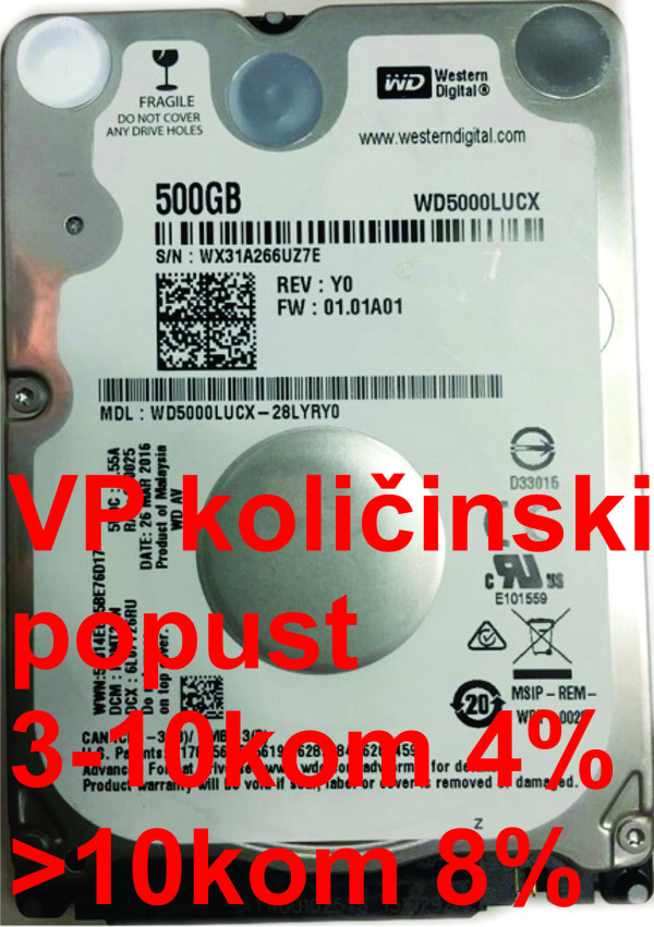 HDD 2.5 * 500GB WD5000LUCX WD 16MB 5400RPM SATA 7mm