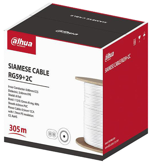 Dahua PFM941I-RG59N/2-305 KOMBO KABL, KOAKSIJALNI + NAPAJAÈKI, 305M, CCA