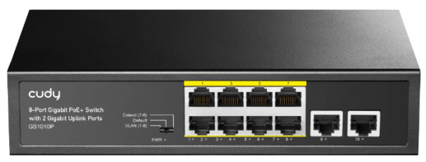 Cudy GS1010PS2 8-Port Gigabit PoE+ Switch with 2 Gigabit Uplink ports and 2 Gigabit SFP slot 120W