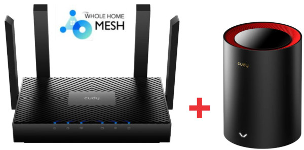 Cudy SET WR3000 AX3000 Dual Band 2.4+5Ghz MESH  Ruter + M3000 1-pack AX3000 Dual Band MESH