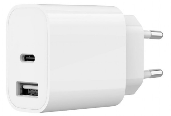 TA-UC-2AC12-01 Gembird USB punjac, 2-port USB-A+ USB-C, 2.4 A, white