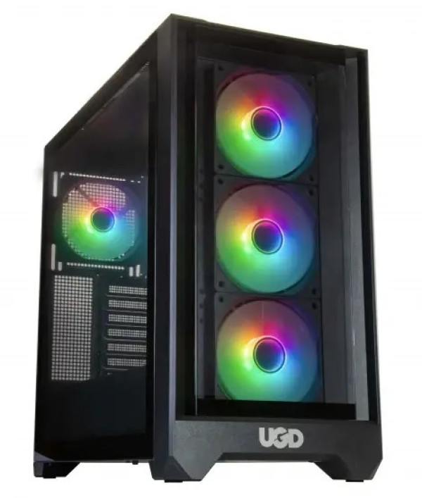 Kuciste Titan 2314, ATX, providna stranica, ugradjena 4xRGB kulera, Crno