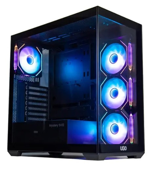 Kuciste UGD Mystery SV13 ATX, providna stranica, ugradjena 4xRGB kulera, Crno