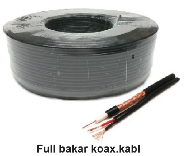 KABL-COAX-RG59+2x0.75 BC/PVC/100M CCTV Bakarni Koaksialni kabl sa napojnim kablom2x0,75mm black 100m