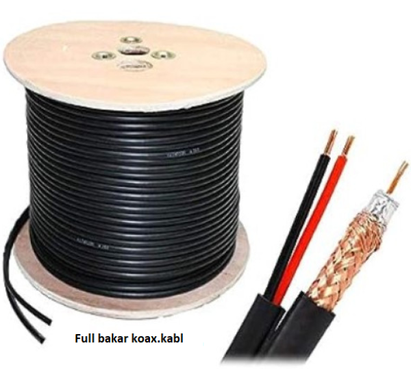 KABL-COAX-RG59+2x0.75 BC/PVC/300M CCTV Bakarni Koaksialni kabl sa napojnim kablom2x0,75mm black 300m