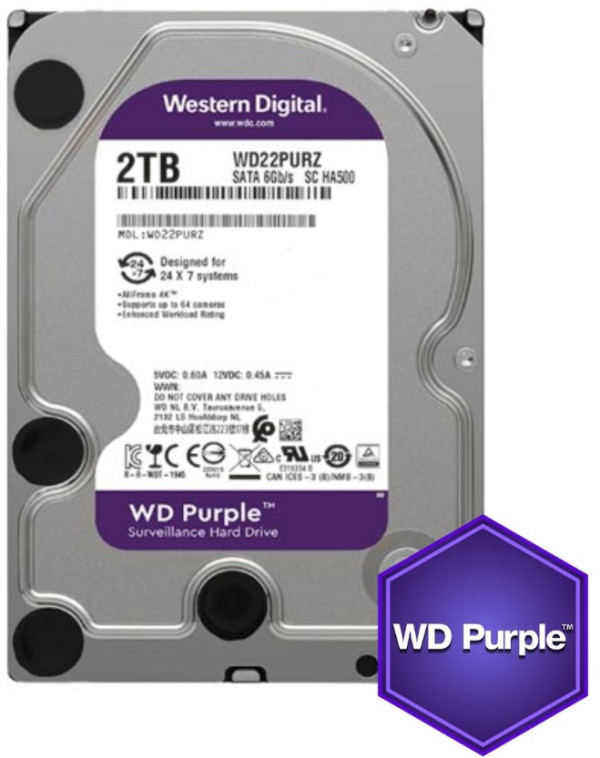 HDD 3.5 * 2TB WD22PURZ WD Purple 24/7 5400RPM 256MB SATA3