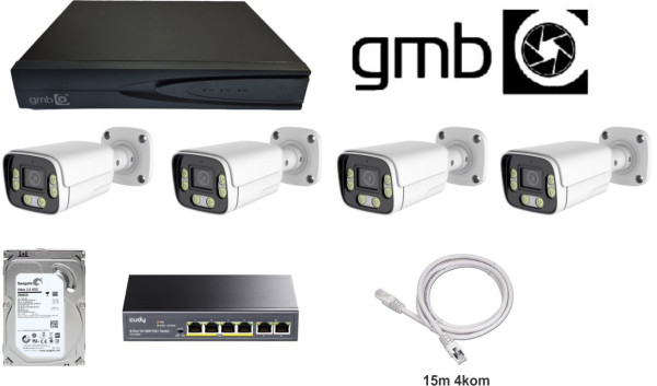 GMB-06 SET 16ch NVR, 4 IP kamere 4mpx, 2TB, POE Switch 4ch Cudy, 4x15m ethernet kabla