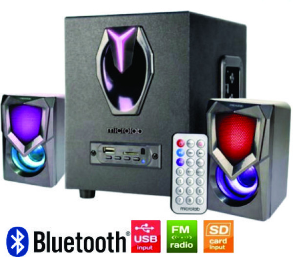 Microlab G101BT Aktivni zvucnici 2.1 11W (5W,2x3W) 3,5mm, SD, USB, FM, Bluetooth, daljinski, LED
