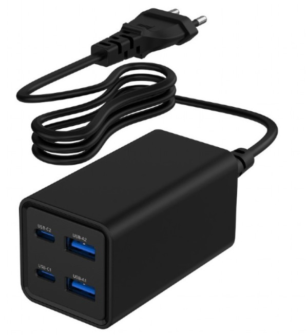 TA-UC-2A2C-PD65-01-BK Gembird 4-port 65W GaN USB PowerDelivery brzi punjac, black