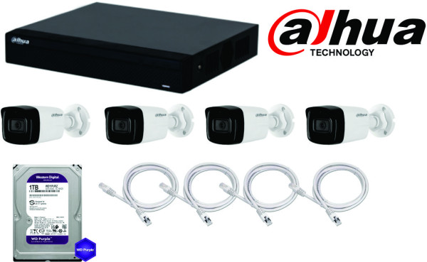 Dahua SET-IP2MP-01 * 4 IP kamere + NVR2108-4 POE , FULL HD, 1TB PURPLE 4x20m UTP (27443)