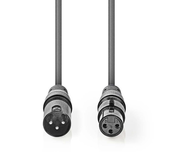 COTG15012GY200 DMX Adapter Cable XLR 3-Pin muski na XLR 3-Pin zenski, Nickel Plated, 20m, Round, PVC