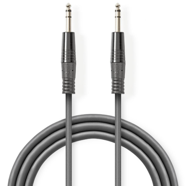 COTH23020GY15 Stereo audio kabl, 6.35 mm Muski na 6.35 mm Muski, Nickel Plated, 1.50 m, Okrugli, PVC