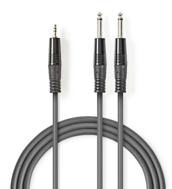 COTH23200GY50 Stereo Audio Cable 2x6.35mm muski na 3.5mm muski, 5m, Dark Grey