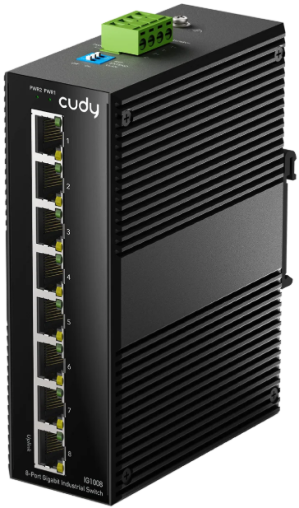 Cudy IG1008 8-Port Gigabit Industrial Switch, 8× GbE, Shielded, Dual-Power Redundancy, IP40