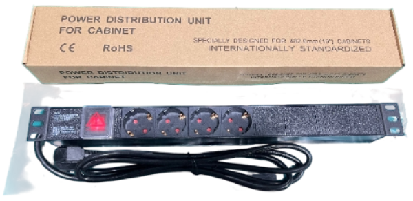 Exelink Razvodni PDU panel za rack 19 in, sa 4 uticnih mesta, kabl 2m (aluminijum)