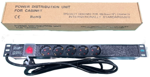 ExeLink Razvodni PDU panel za rack 19 in, sa 5 uticnih mesta, kabl 2m (aluminijum)