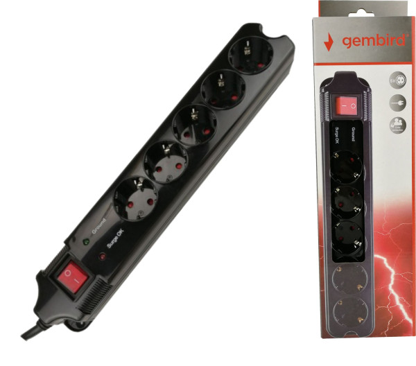 SPG5-C-10 (3G1.5) Gembird produzni kabl sa zastitom 5 uticnica 3m black