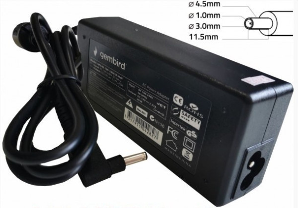 NPA65-195-3330 (DE07) Gembird punjac za laptop 65W-19.5V-3.33A, 4.5x3.0mm  Black PIN