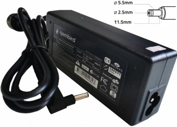NPA65-200-3250 (IB03) Gembird punjac za laptop 65W-20V-3.25A, 5.5x2.5mm Black