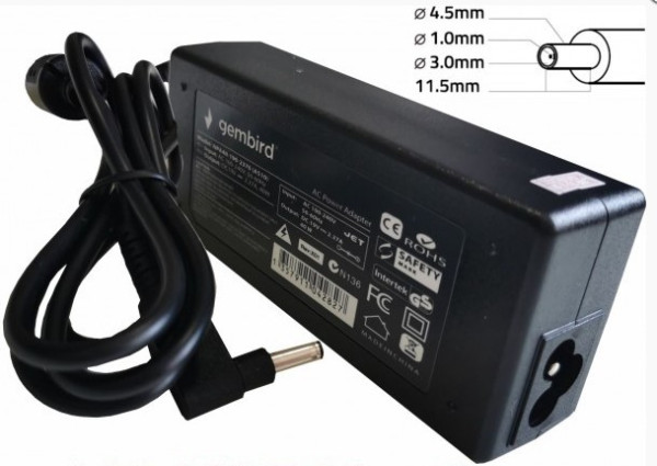 NPA45-195-2310 (DE05) Gembird punjac za laptop 45W-19.5V-2.31A, 4.5x3.0mm  Black PIN (Alt=DE07