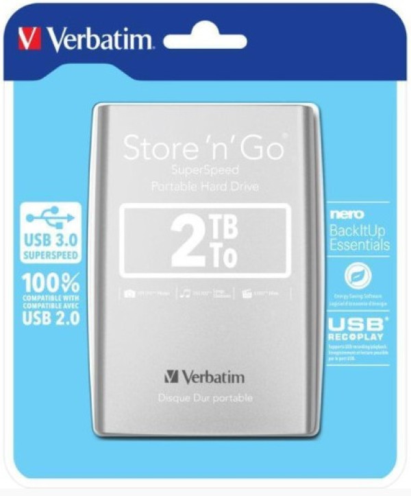 Verbatim EHV53189 SILVER 2TB, 2.5inc, Eksterni hard disk  USB 3.0